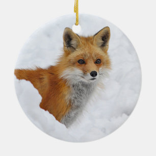 Red Fox in de sneeuw Keramisch Ornament