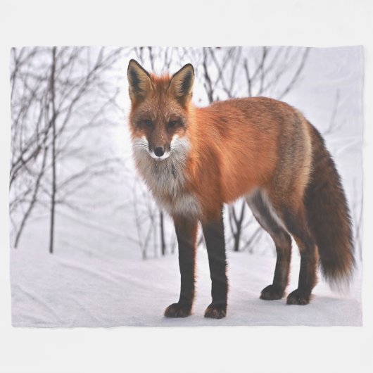 Red Fox in de winter Fleece Deken (Voorkant (Horizontaal))