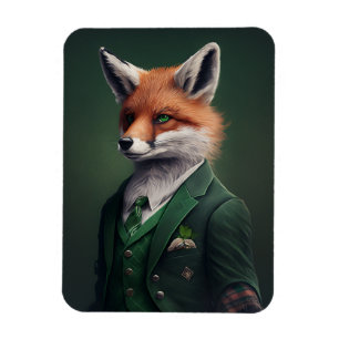 Red Fox in een Green St. Patrick's Day Suit Magnet Magneet
