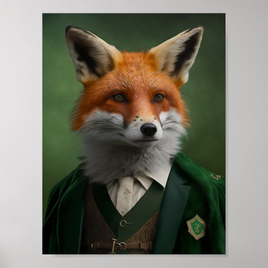 Red Fox in een Green St. Patrick's Day Suit Poster (Voorkant)