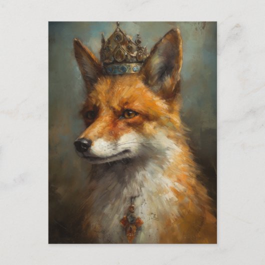 Red Fox in een kroon Briefkaart (Voorkant)