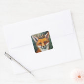 Red Fox in een kroon Vierkante Sticker (Envelop)