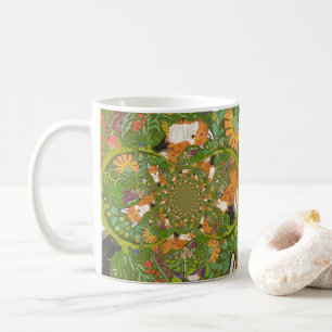 Red Fox in Green Floral Folk Art Fractal Woodland Koffiemok