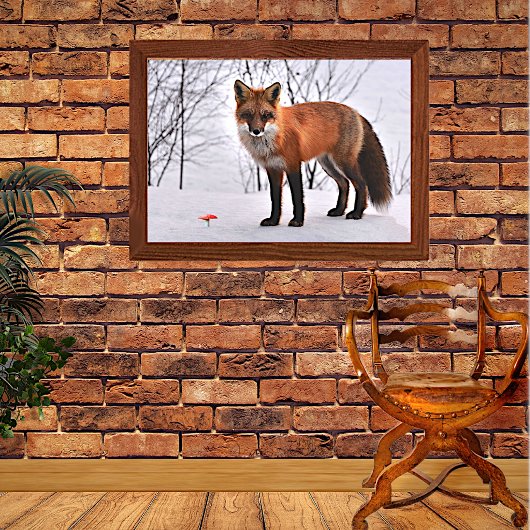 Red Fox in sneeuw Canvas Afdruk