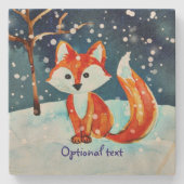 Red Fox in sneeuw Stenen Onderzetter (Voorkant)