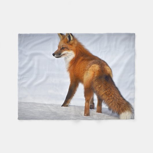 Red Fox in Winter Snow Fleece Deken (Voorkant (Horizontaal))