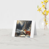 Red Fox Kerstmis Kaart (Gele Bloem)