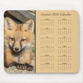 Red Fox Kit - Customizable full year 2025 calendar Muismat