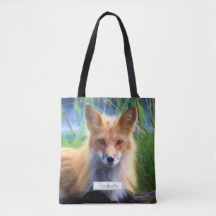 Red Fox Laying in Grass Schilderachtig Personalize Tote Bag