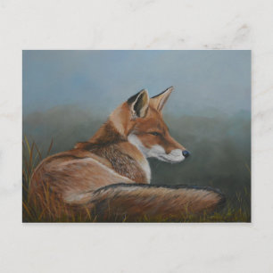 Red Fox Laying Low Animal Art Briefkaart