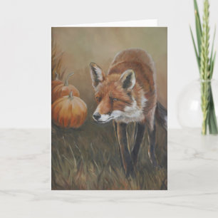 Red Fox met Pumpkins Art Wenskaart Kaart