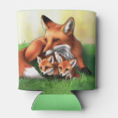 Red Fox Moeder en Kits in Grass Blikjeskoeler (Achterkant)