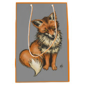 Red Fox op grijze achtergrond Medium Cadeauzakje (Voorkant)