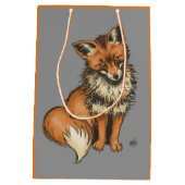Red Fox op grijze achtergrond Medium Cadeauzakje (Achterkant)