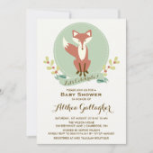 Red Fox Portrait Floral Baby shower Invitation (Devant)
