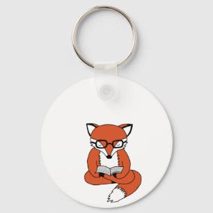 Red fox reading book sleutelhanger
