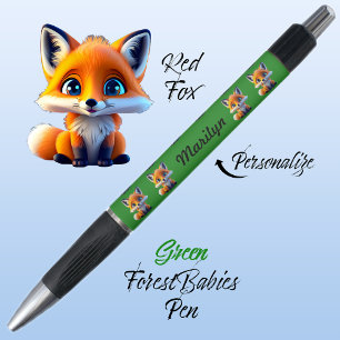 Red Fox, Schattigee unieke grillige bos Dier Groen Pen