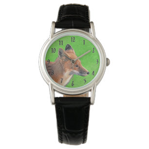 Red Fox schilderen - Oorspronkelijke Wildlife Art Horloge