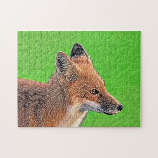 Red Fox schilderen - Oorspronkelijke Wildlife Art Legpuzzel (Horizontaal)
