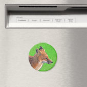 Red Fox schilderen - Oorspronkelijke Wildlife Art Magneet (Insitu (Vaatwasser))