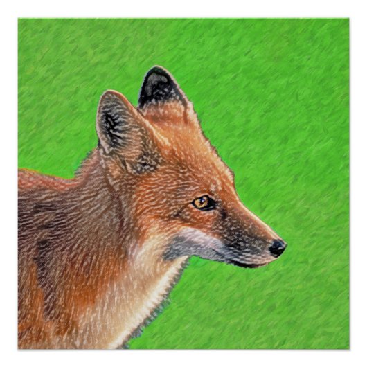 Red Fox schilderen - Oorspronkelijke Wildlife Art Perfect Poster (Voorkant)