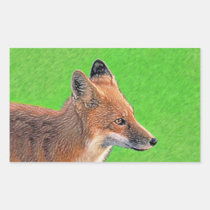 Red Fox schilderen - Oorspronkelijke Wildlife Art Rechthoekige Sticker