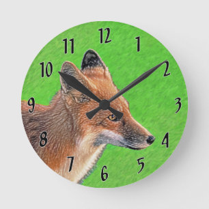 Red Fox schilderen - Oorspronkelijke Wildlife Art Ronde Klok