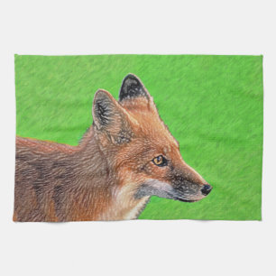 Red Fox schilderen - Oorspronkelijke Wildlife Art Theedoek