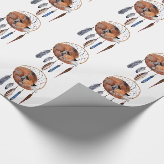 Red Fox Slaapend op Drocatcher Cadeaupapier (Hoek)