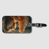 Red Fox Sleeping Under Giant Mushroom Bagagelabel (Voorkant (horizontaal))