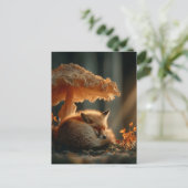 Red Fox Sleeping Under Giant Mushroom Briefkaart (Staand voorkant)