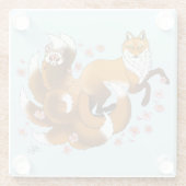 Red Fox Tails Kitsune Kasai Glazen Onderzetter (Achterkant)