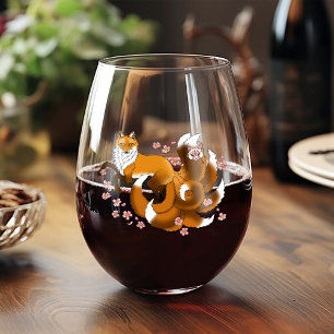 Red Fox Tails Kitsune Kasai Wijnglas Zonder Voet