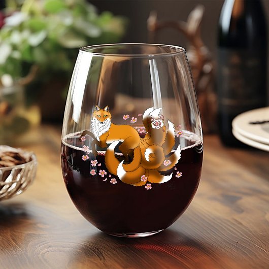 Red Fox Tails Kitsune Kasai Wijnglas Zonder Voet