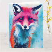 Red Fox Toutes les Occassions Carte de voeux pliée (Fleur jaune)