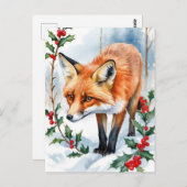 Red Fox Waterverf Kerst Briefkaart (Voorkant / Achterkant)