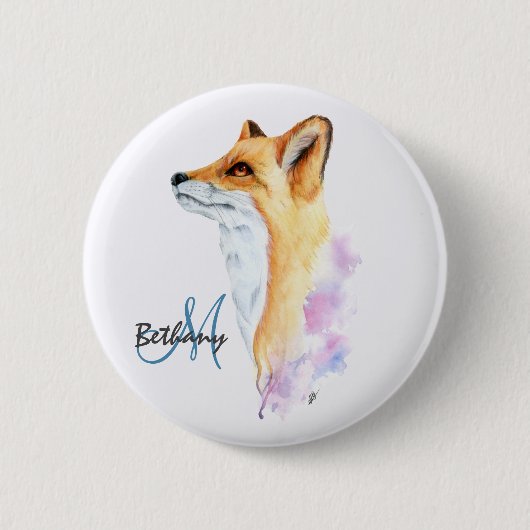 Red Fox Waterverf op maat Ronde Button 5,7 Cm (Voorkant)