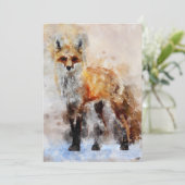 Red Fox Waterverf Portret 02 Bedankkaart (Staand voorkant)