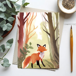 Red Fox | Waterverf van bosdieren Briefkaart