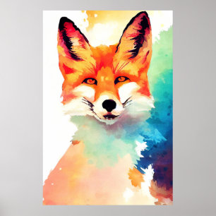 Red Fox Wild Natuur Dierlijke Kleur Kunst Schilder Poster