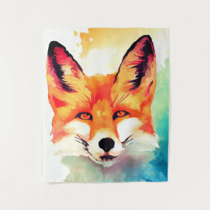 Red Fox Wild Natuur Dierlijke Kleur Kunst Schilder Wandkleed