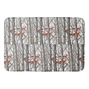 Red Fox Winter Gray Bossen Bath Mat Neutral Tones