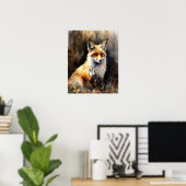 Red Fox Woodland Animal Art Imprimer Poster (Bureau à domicile)