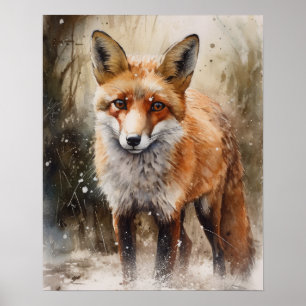 Red Fox Woodland Animal Art Imprimer Poster