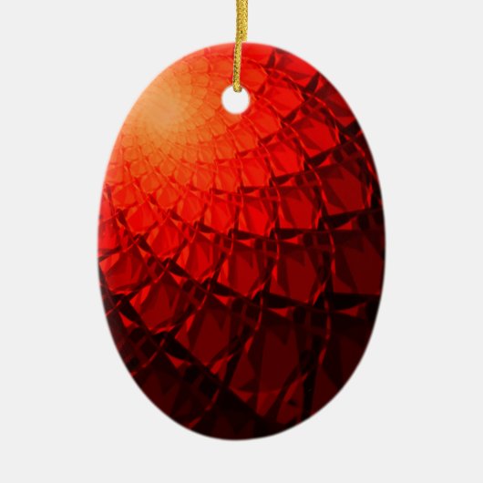 Red Fractal Pattern Keramisch Ornament (Voorkant)