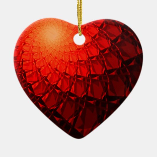 Red Fractal Pattern Keramisch Ornament (Voorkant)