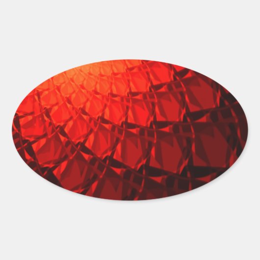 Red Fractal Pattern Ovale Sticker (Voorkant)