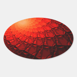 Red Fractal Pattern Ovale Sticker