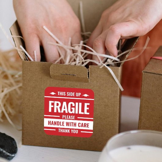 Red Fragile Étiquette Expédition Avertissement Pet