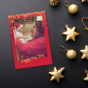 Red Frame Gold "nouvelle année" Carte de Noël phot